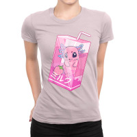 Axolotl Strawberry Milk Shake Carton With Pastel Axolotl Ladies Fitted T-shirt | Artistshot