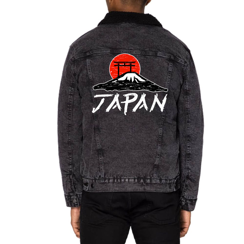 Japan Nihon Fuji Torii Sun Premium Unisex Sherpa-lined Denim Jacket | Artistshot