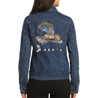 Spooky Halloween Witch Hat Collage With Gothic Hand Lettering Ladies Denim Jacket | Artistshot