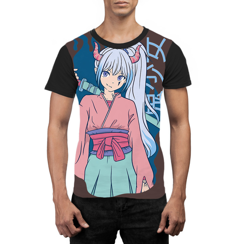 Japanese Anime Demon Samurai Ninja Girl Katana Sword Premium Graphic T-shirt | Artistshot