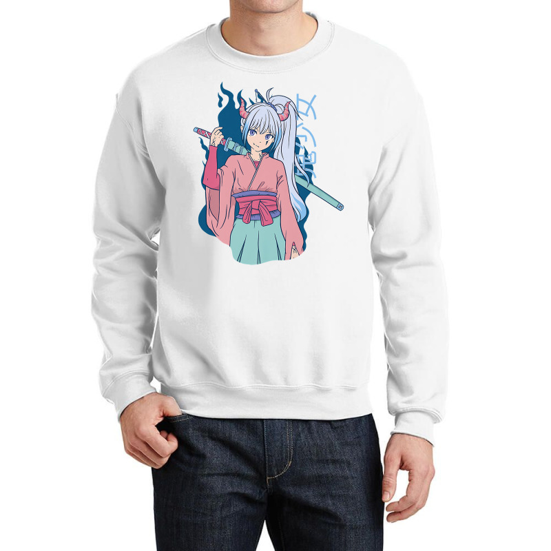 Japanese Anime Demon Samurai Ninja Girl Katana Sword Premium Crewneck Sweatshirt | Artistshot