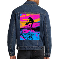 Lets Fly  Stunt Scooter Kids Pullover Yellow Men Denim Jacket | Artistshot