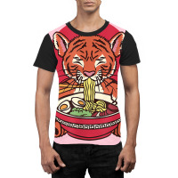 Japanese Baby Tiger Eating Ramen Noodles Graphic T-shirt | Artistshot