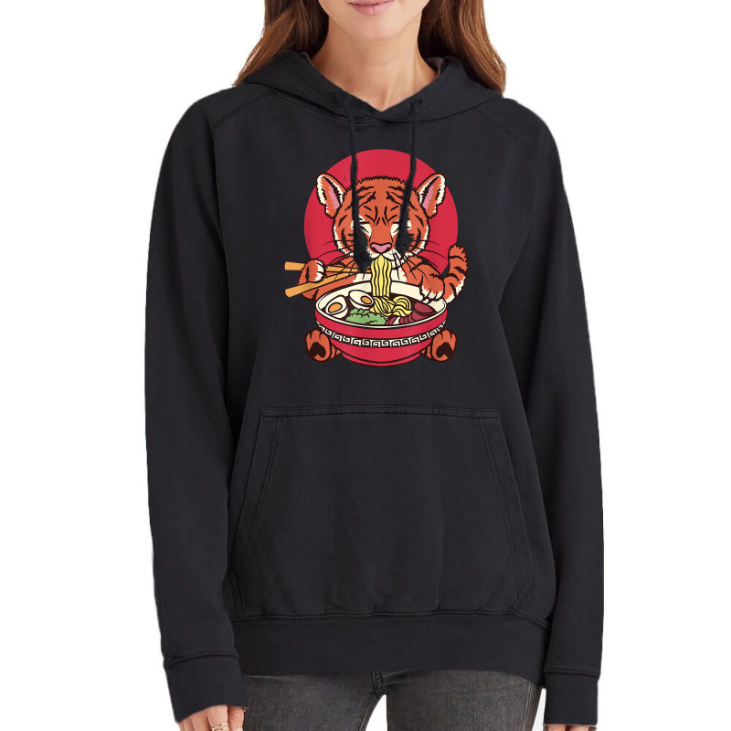 Japanese Baby Tiger Eating Ramen Noodles Vintage Hoodie | Artistshot