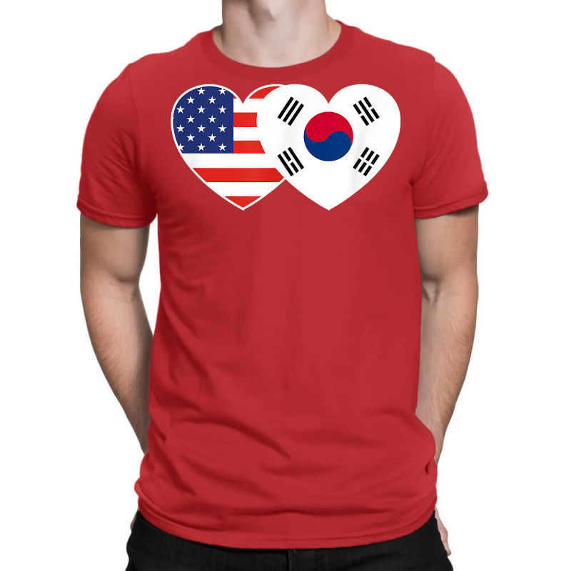 South Korea Usa Flag Twin Heart T Shirt For Korean Americans T-shirt | Artistshot