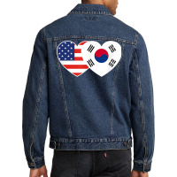 South Korea Usa Flag Twin Heart T Shirt For Korean Americans Men Denim Jacket | Artistshot