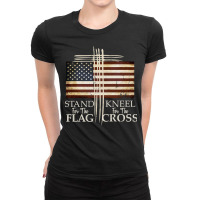 Stand For The Flag Hoodie Kneel For Cross Love Usa Shirt Ladies Fitted T-shirt | Artistshot