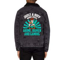 Japanese Ramen Gaming Otaku Kawaii Gamer Boys Kawaii Anime Unisex Sherpa-lined Denim Jacket | Artistshot