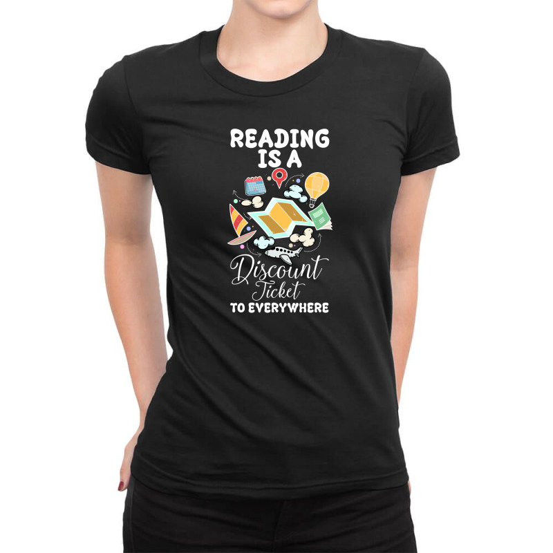 Reading Is A Discount Ticket To Everywhere For Dark Ladies Fitted T-Shirt by autlu2024 | Artistshot