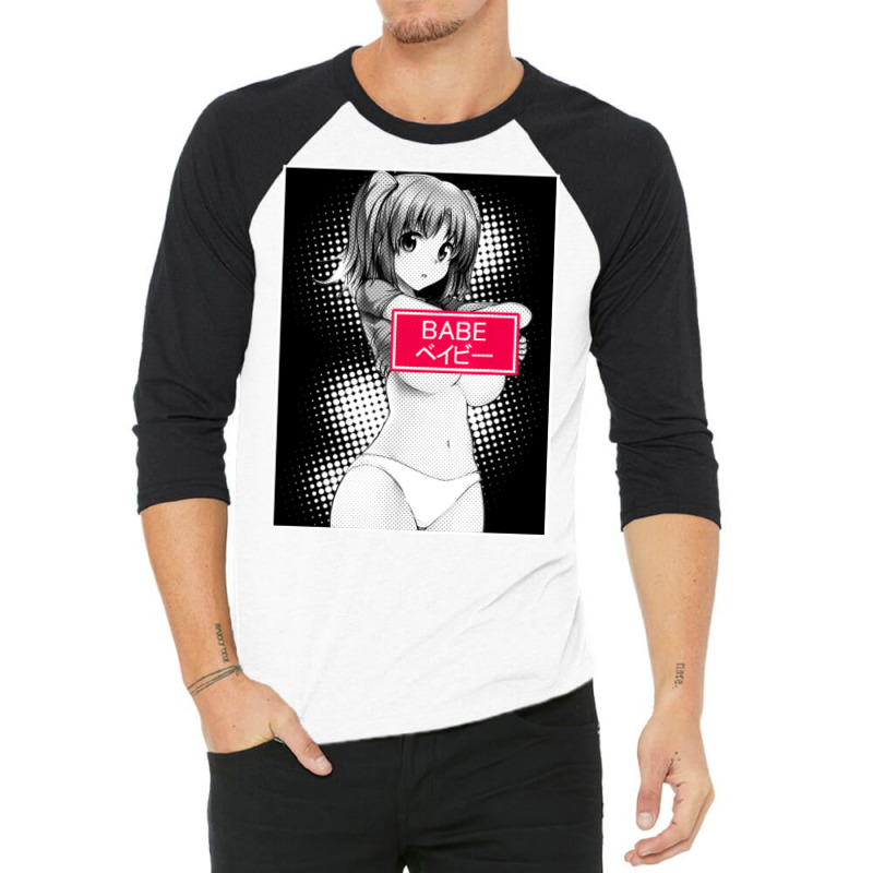 Anime Babe Undress Big Boobs 3/4 Sleeve Shirt by mazatmorono7 | Artistshot