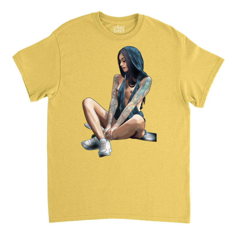 Skate Girl Naked Classic T-shirt by sixsuspend | Artistshot