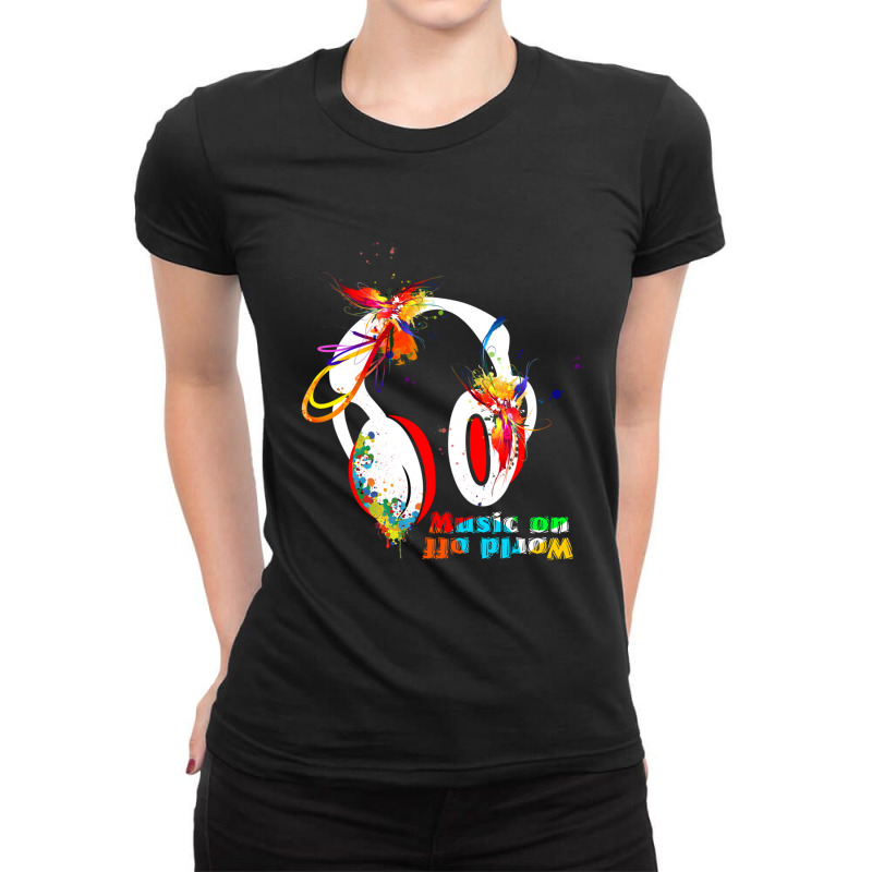 Headphone With Music On Essential Ladies Fitted T-Shirt by JamesBurges | Artistshot