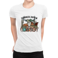 Western Country Cowgirl Simmer Down Cowboy Rodeo Horse Girl Ladies Fitted T-shirt | Artistshot