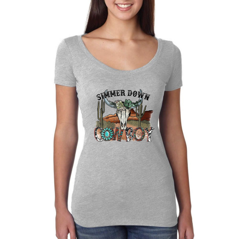 Western Country Cowgirl Simmer Down Cowboy Rodeo Horse Girl Women's Triblend Scoop T-shirt | Artistshot