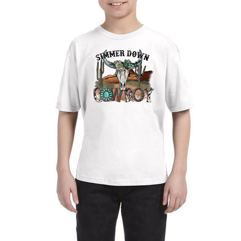 Western Country Cowgirl Simmer Down Cowboy Rodeo Horse Girl Youth Tee | Artistshot