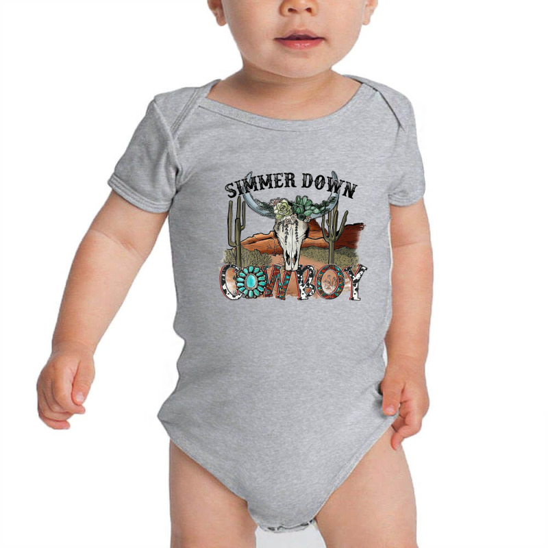 Western Country Cowgirl Simmer Down Cowboy Rodeo Horse Girl Baby Bodysuit | Artistshot