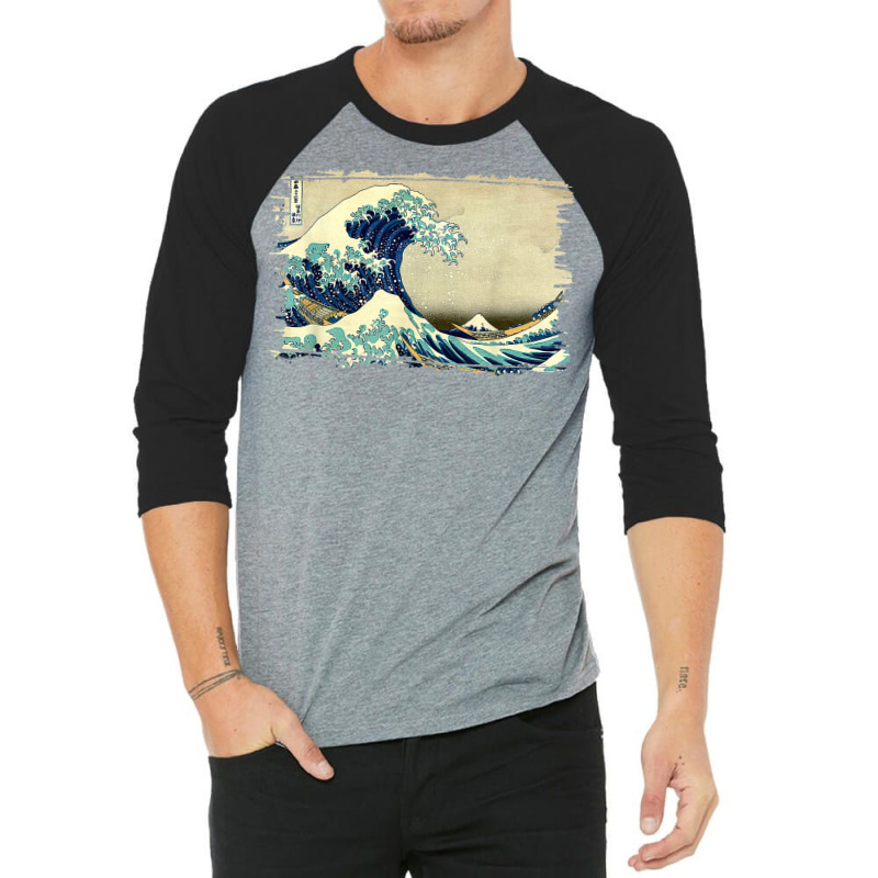 Stylish Vintage Art Great Ocean Wave Hokusai Classic Design 3/4 Sleeve Shirt by jorsievinettc | Artistshot