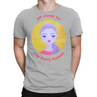 Spf Stands For Stay Pretty Forever Beautiful Female Face Drawing T-shirt | Artistshot