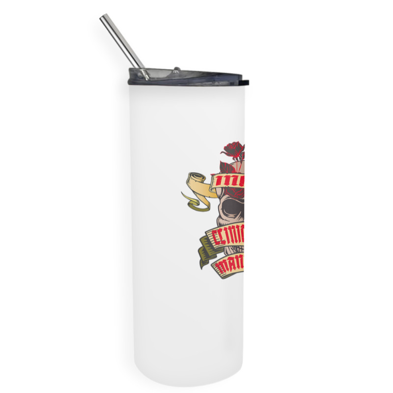 Clinical Trial Manager Inked Skull & Red Roses Tattoo Skinny Tumbler | Artistshot