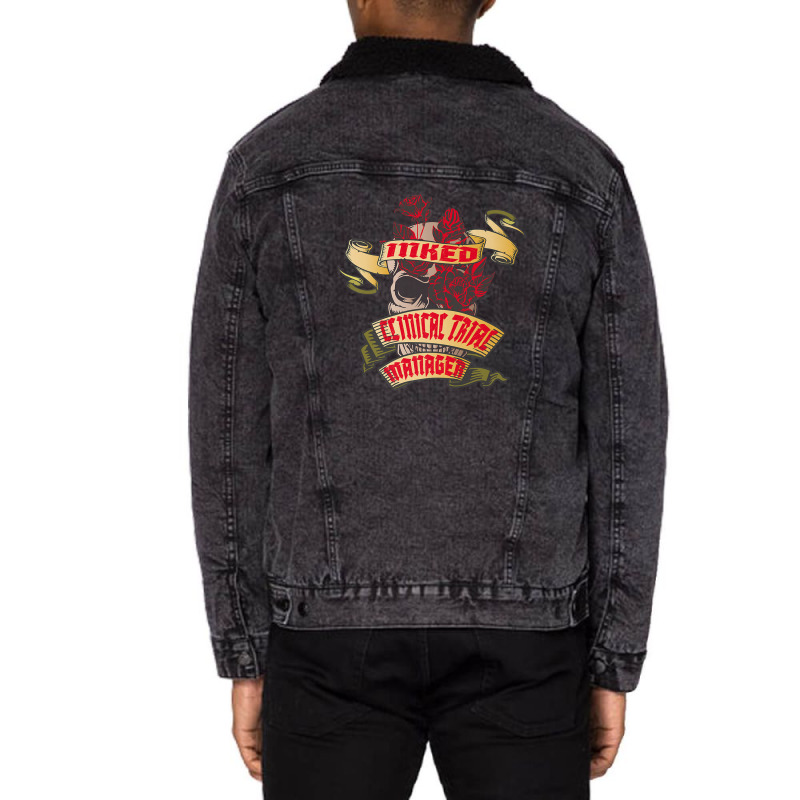 Clinical Trial Manager Inked Skull & Red Roses Tattoo Unisex Sherpa-lined Denim Jacket | Artistshot