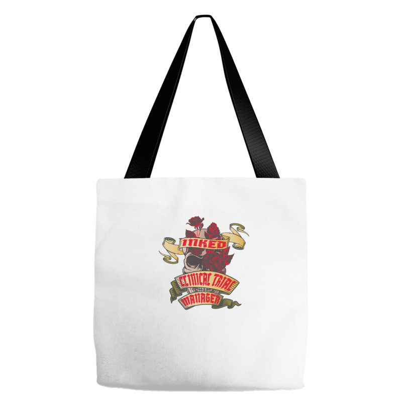 Clinical Trial Manager Inked Skull & Red Roses Tattoo Tote Bags | Artistshot