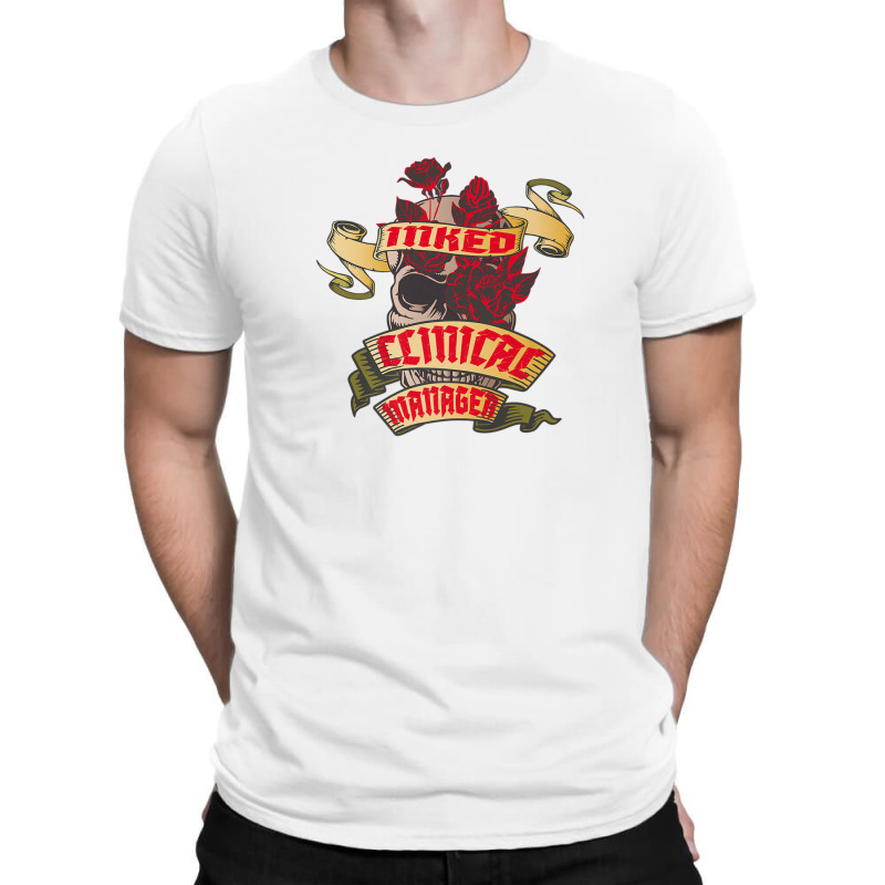 Clinical Manager Inked Skull & Red Roses Tattoo T-shirt | Artistshot