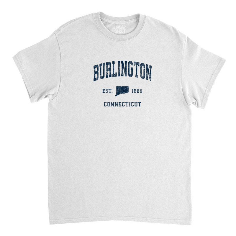 Burlington Connecticut Ct Vintage Athletic Navy Sports Desig Classic T-shirt | Artistshot