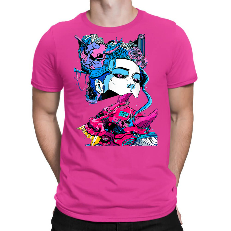 Cyberpunk Aesthetic Samurai Demons Mask Japanese Girl T-Shirt by mintoosaenanf | Artistshot