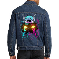 Cyberpunk Cat Kitten Japanese Retro Vaporwave Cats Men Denim Jacket | Artistshot