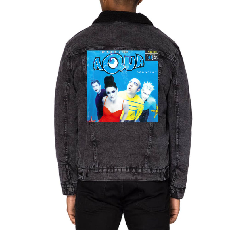 Aqua Aquarium Album Cover Unisex Sherpa-Lined Denim Jacket by devitssewdaf | Artistshot