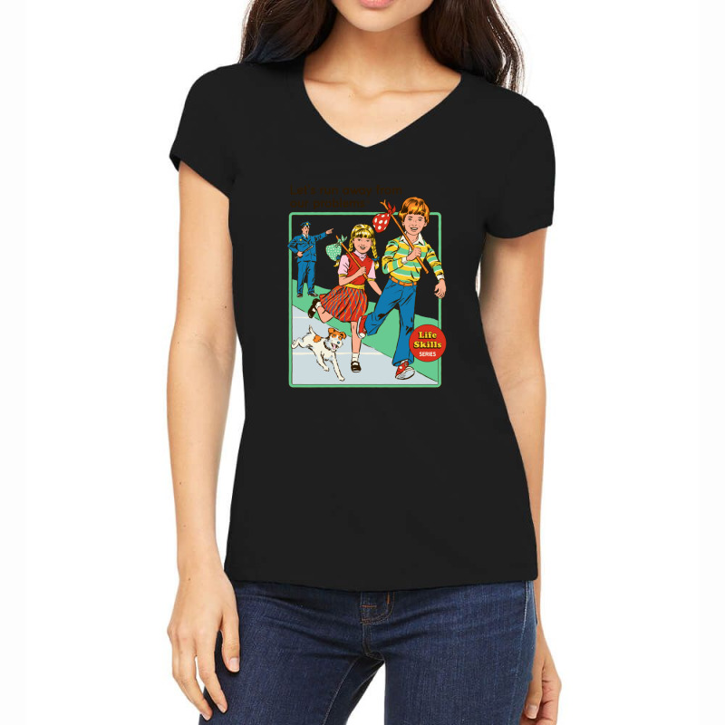 Let's Run Away Women's V-Neck T-Shirt by RonaldLagman | Artistshot