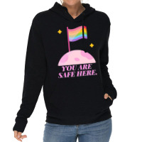 You Are Safe Here Pastel Lightweight Hoodie | Artistshot