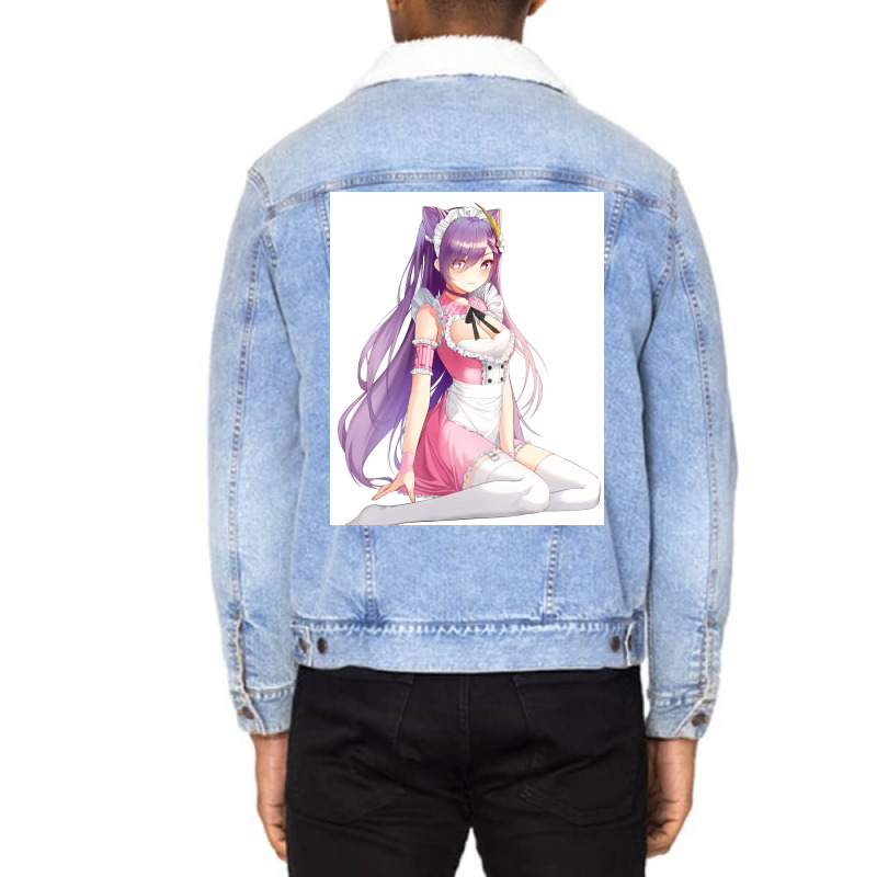 Keqing Cute Maid   Genshin Impact Unisex Sherpa-Lined Denim Jacket by juparridq | Artistshot