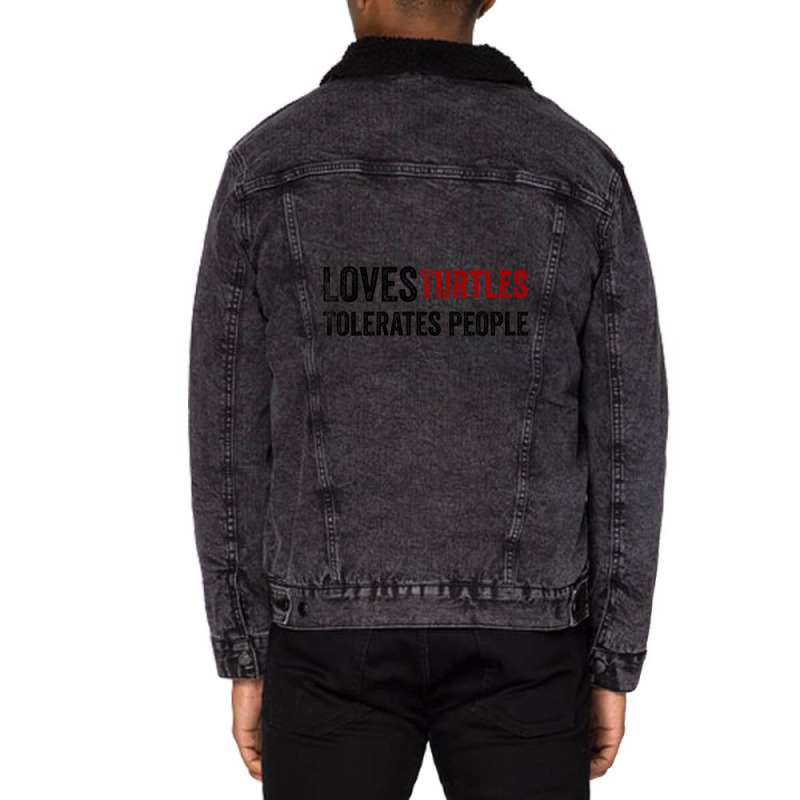 Loves Turtles Tolerates People 1 Unisex Sherpa-lined Denim Jacket | Artistshot