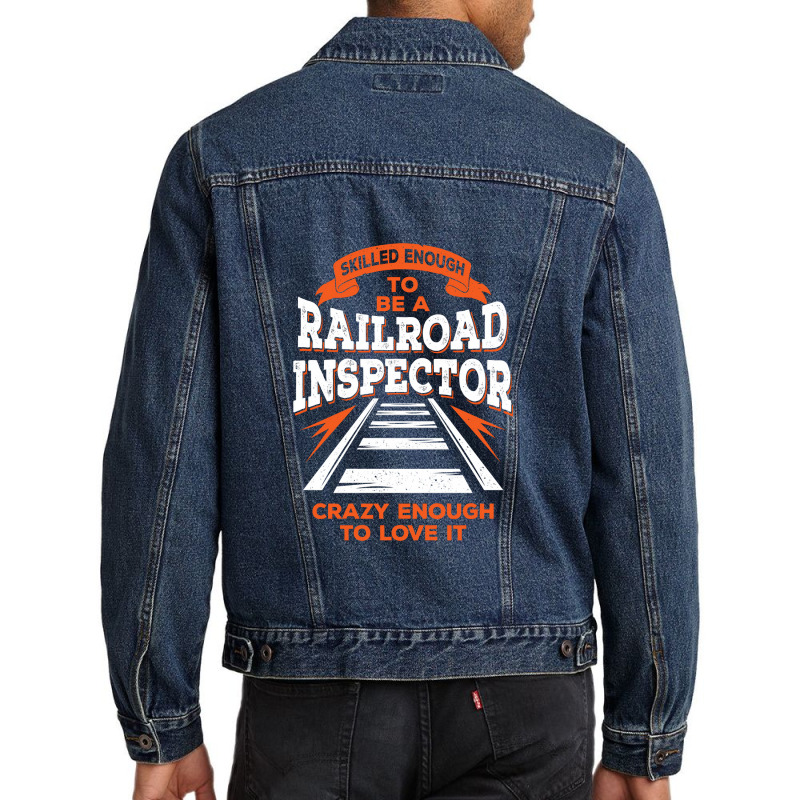 Funny Track Railroad Inspector Gift Men Denim Jacket | Artistshot