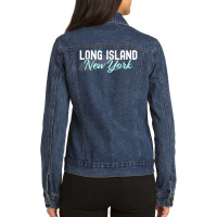 Long Island New York Vintage Ny Classic Li New York Design T Shirt Ladies Denim Jacket | Artistshot