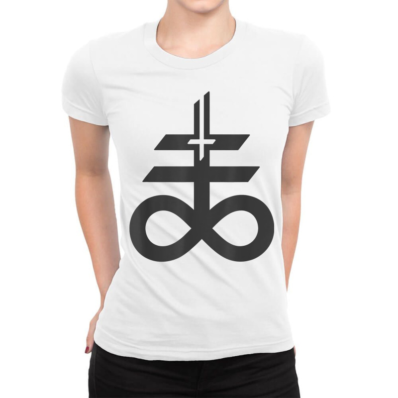 Satanic Cross & Inverted Cross. Black Goth Satanism Satanist T Shirt Ladies Fitted T-Shirt by xq8pjbeamer | Artistshot