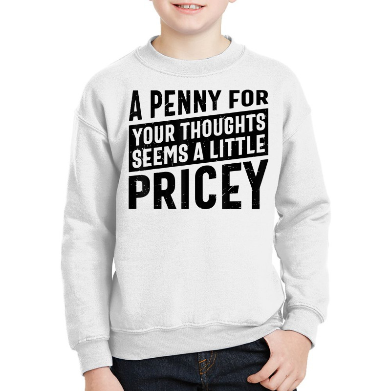 Sarcastic A Penny For Your Thoughts Seems A Little Pricey T Shirt Youth Sweatshirt | Artistshot