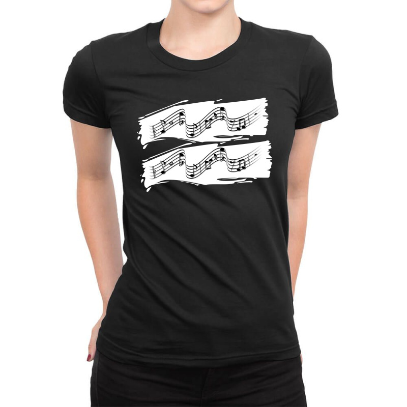 Musical Notes Black White Modern Ladies Fitted T-Shirt by ZodyArt | Artistshot