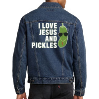 I Love Jesus And Pickles   Christian   Boys Girls Women Gift T Shirt Men Denim Jacket | Artistshot