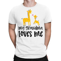 Giraffe With Pink Flower My Grandma Loves Me T-shirt | Artistshot