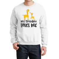 Giraffe With Pink Flower My Grandma Loves Me Crewneck Sweatshirt | Artistshot