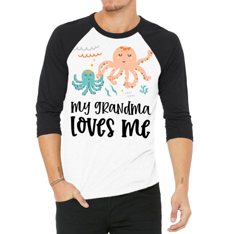 Octopus Grandma Loves Me 3/4 Sleeve Shirt by CueTrendyFinds | Artistshot