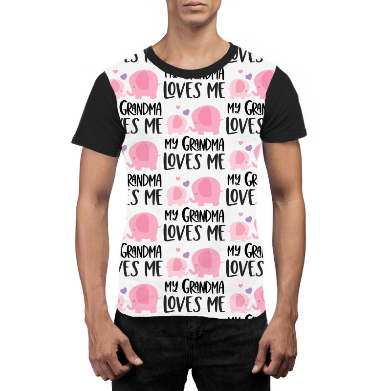 Pink Elephant Grandma Loves Me Graphic T-shirt by CueTrendyFinds | Artistshot