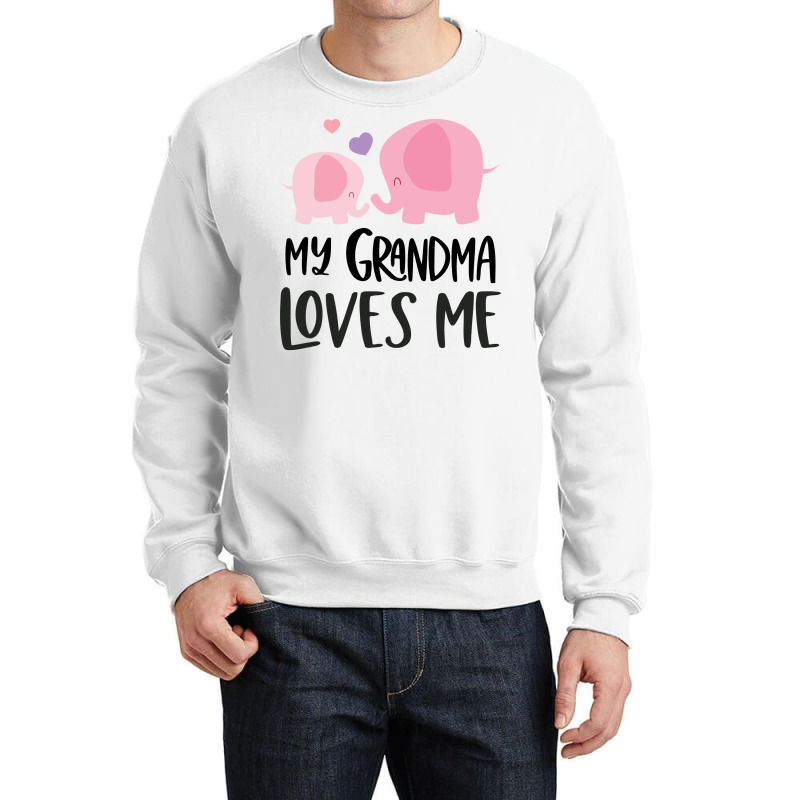 Pink Elephant Grandma Loves Me Crewneck Sweatshirt by CueTrendyFinds | Artistshot