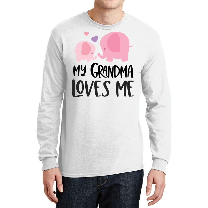 Pink Elephant Grandma Loves Me Long Sleeve Shirts by CueTrendyFinds | Artistshot