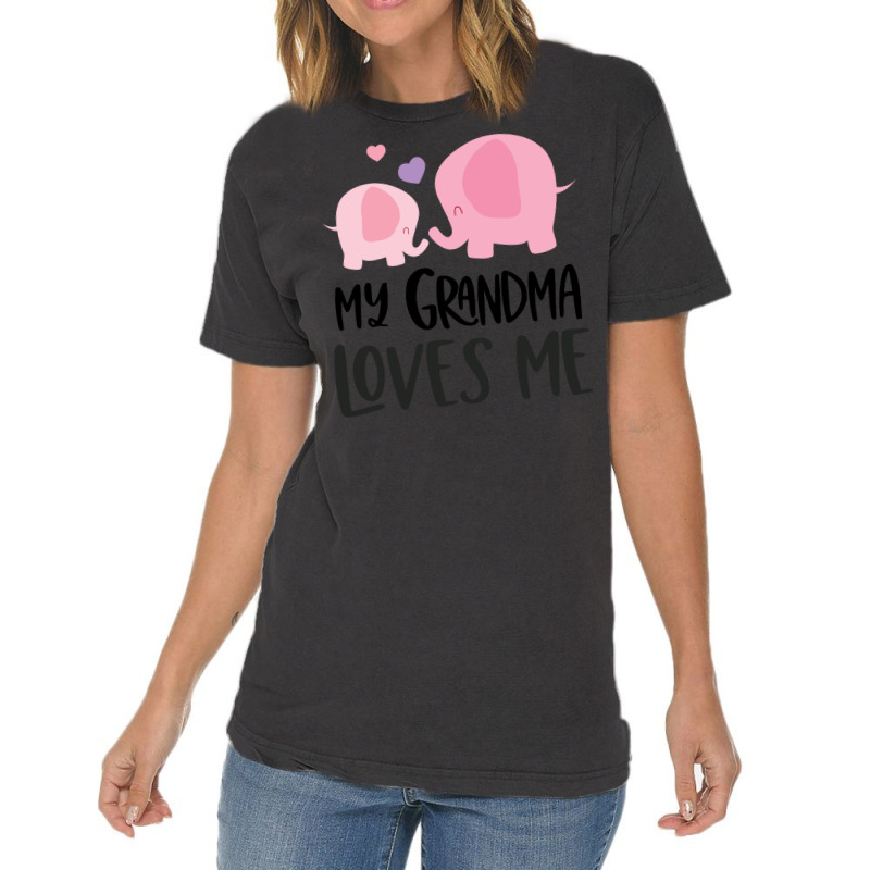 Pink Elephant Grandma Loves Me Vintage T-Shirt by CueTrendyFinds | Artistshot