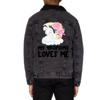 Rabbit Bunnies Pink Roses Grandma Loves Me Unisex Sherpa-lined Denim Jacket | Artistshot