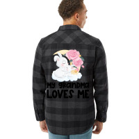 Rabbit Bunnies Pink Roses Grandma Loves Me Flannel Shirt | Artistshot