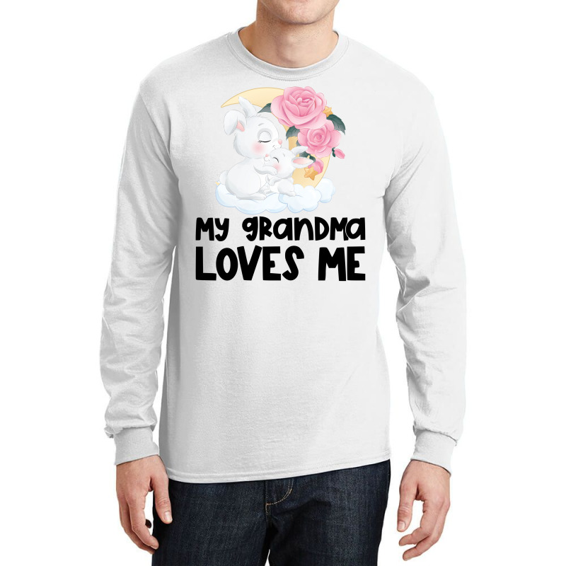 Rabbit Bunnies Pink Roses Grandma Loves Me Long Sleeve Shirts by CueTrendyFinds | Artistshot